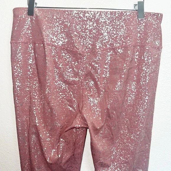 Sweaty Betty 7/8 Disco Metallic Pink Silver Leggings - Picture 6 of 9